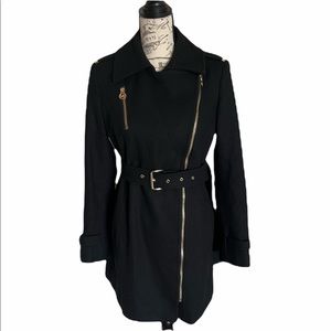 Michael Kors Wool Blend Belted Coat with Gold details